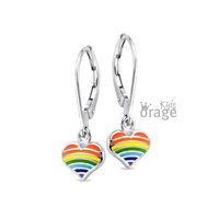 Orage Kids Oorbellen K2617 Hartje in regenboogkleuren 