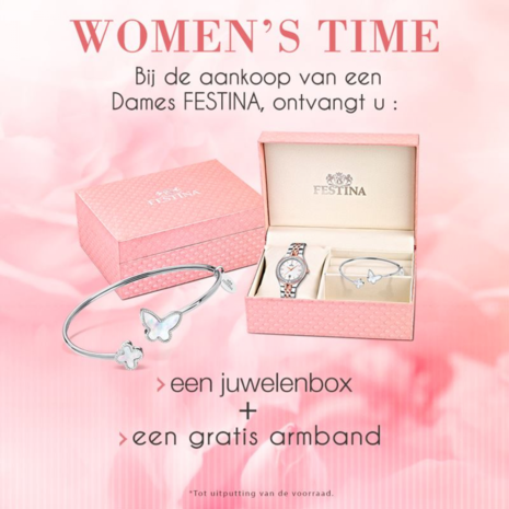 Festina Dameshorloge F20214/1 + GRATIS Armband en Juwelenbox 