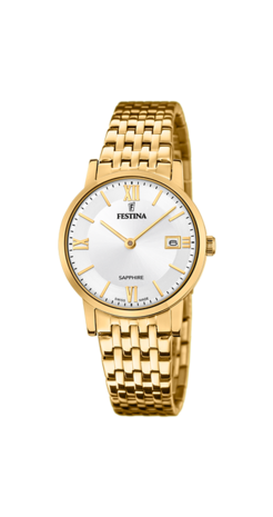 Festina Dameshorloge F20021/1 Swiss Made, saffierglas + GRATIS Armband en Juwelenbox