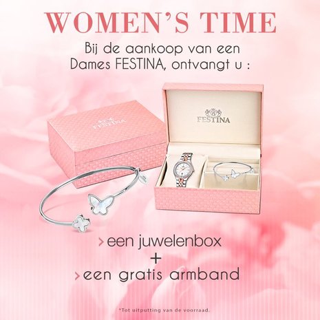 Festina Dameshorloge F20398/1 Boyfriend + GRATIS Armband en Juwelenbox