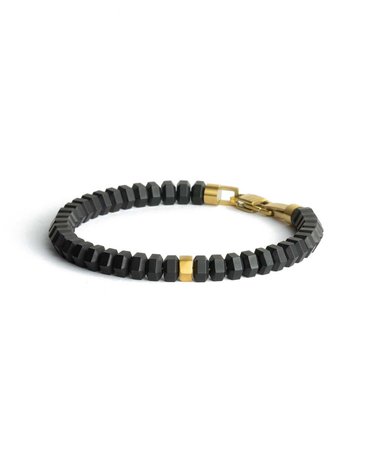 Gemini Octo Black Exclusieve armband met Zwarte Agaatsteen en 18k gouden plating