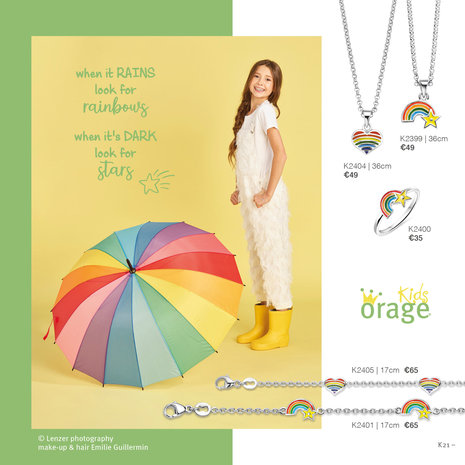 Orage Kids Oorbellen K2617 Hartje in regenboogkleuren 