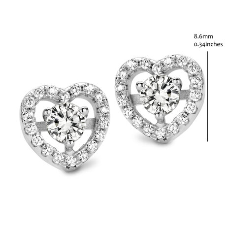 Silver Rose Oorbellen EA6350W met hartjes