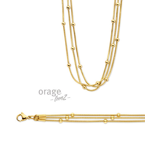 Orage Teenz Ketting T633 staal geel