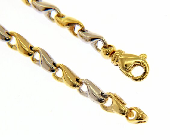 9 karaat Gouden Armband met schakels in bicolor