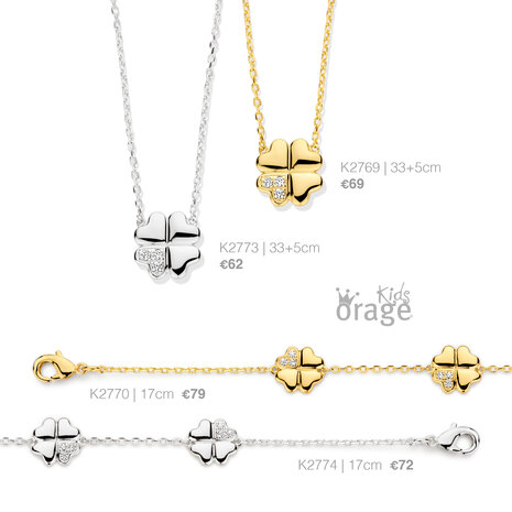 Orage Kids Oorbellen K2768 klavertje verguld geel goud
