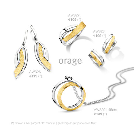 Orage ring AW327 bicolor geel