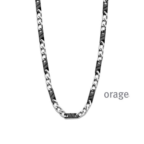 Orage ketting BA190 staal heren bicolor zwart