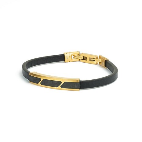  Gemini armband STE03 Stella GOLD: Leren armband afgewerkt met een gesmeed koolstofelement