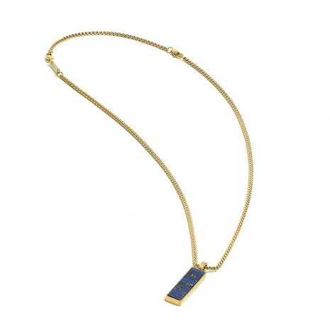 Gemini ketting NNG7 Galli Gold Blue uit goudkleurig, roestvrij staal met een Lapis Lazuli steen