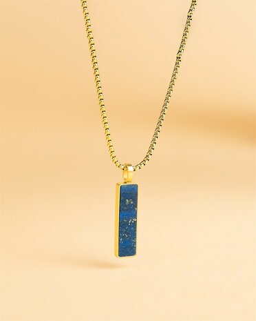 Gemini ketting NNG7 Galli Gold Blue uit goudkleurig, roestvrij staal met een Lapis Lazuli steen