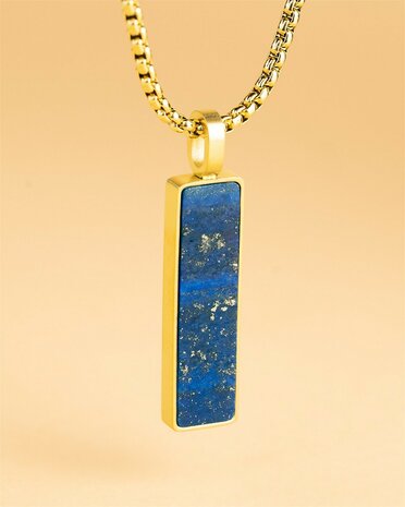 Gemini ketting NNG7 Galli Gold Blue uit goudkleurig, roestvrij staal met een Lapis Lazuli steen