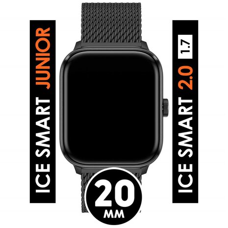 ICE SMART MILANESE BLACK 20 mm metalen horlogeband