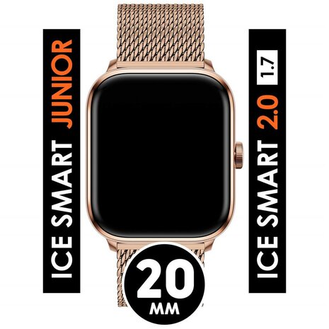 ICE SMART MILANESE ROSE GOLD 20 mm metalen horlogeband