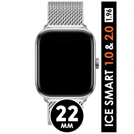 ICE SMART MILANESE SILVER 22 mm metalen horlogeband