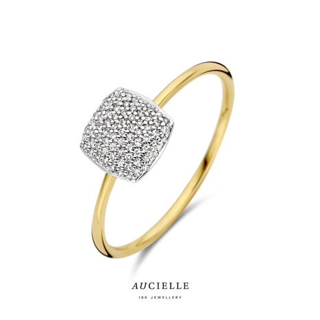 18 karaat gouden ring Aucielle AR0032D vierkant pav&eacute; briljant 0,105kt