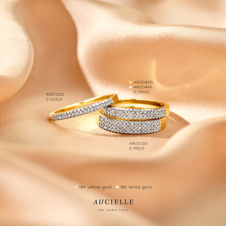 18 karaat gouden ring Aucielle AR0132D pav&eacute; briljant 0,065kt