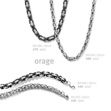 Orage ketting BA166 staal heren bicolor zwart