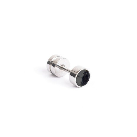  Gemini oorbel ETC10 Contra Silver Black in TITANIUM