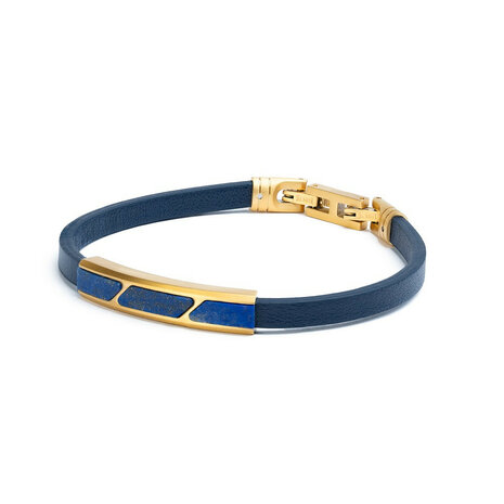  Gemini armband STE04 Stella BLUE:  Blauwe leren armband met lapis lazuli steen