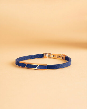  Gemini armband STE04 Stella BLUE:  Blauwe leren armband met lapis lazuli steen