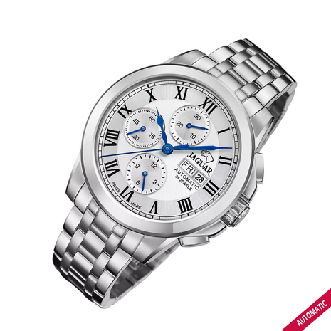 Jaguar Horloge J978/2 Valjoux Zilver Plated chronograaf Swiss Made