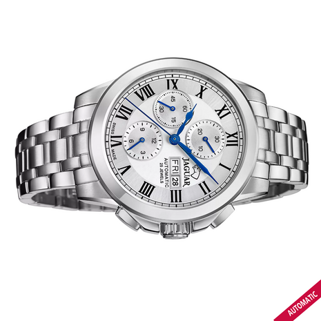 Jaguar Horloge J978/2 Valjoux Zilver Plated chronograaf Swiss Made