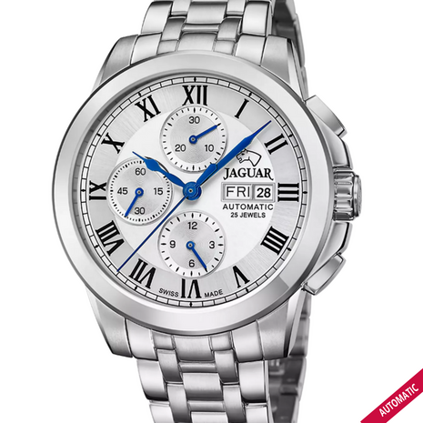 Jaguar Horloge J978/2 Valjoux Zilver Plated chronograaf Swiss Made