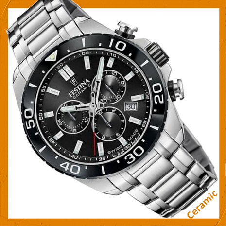 Festina Herenhorloge F20042/4 Chrono Swiss Made saffierglas