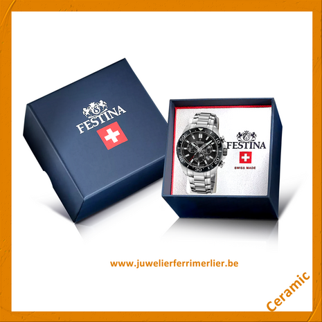 Festina Herenhorloge F20042/4 Chrono Swiss Made saffierglas