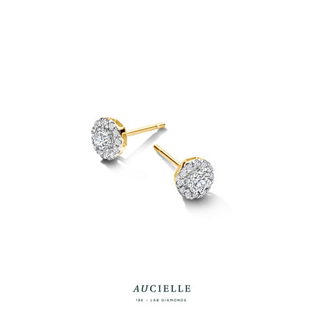 18 karaat gouden oorbellen Aucielle AE9016K labgrown diamant
