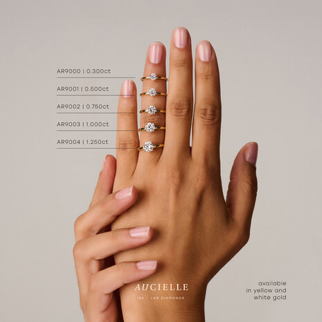 18 karaat gouden ring Aucielle AR9001A labgrown diamant 0.50kt