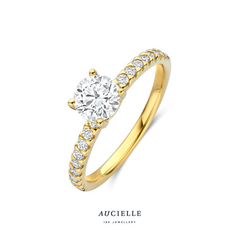 18 karaat gouden ring Aucielle AR9007A met labgrown diamant 0.75kt