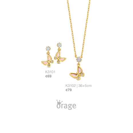 Orage Kids Ketting K3102 vlinder verguld 