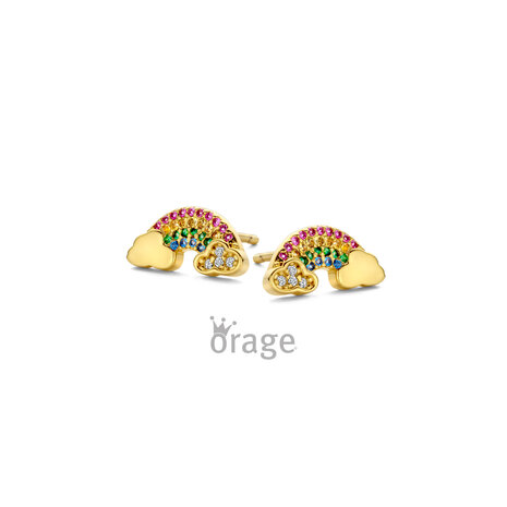 Orage Kids Oorbellen K3161 regenboog wolk verguld