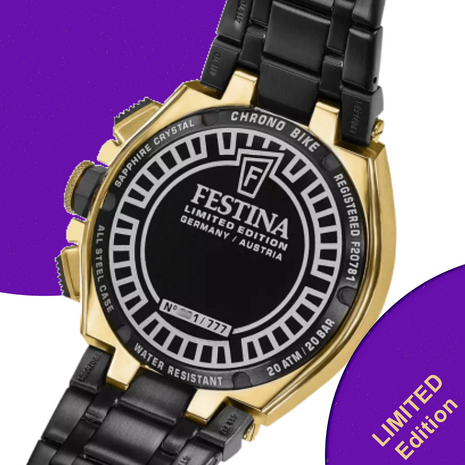 Festina Herenhorloge F20781-GA Chrono Bike Limited Edition 20ATM met saffierglas
