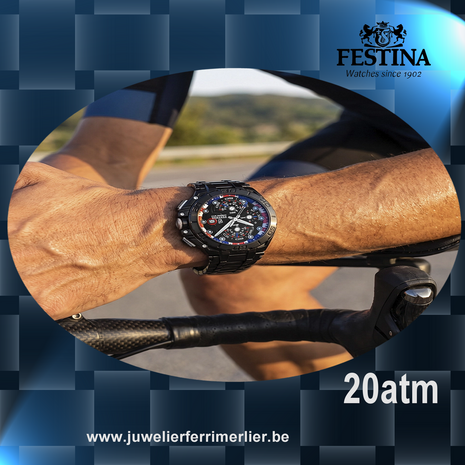 Festina Herenhorloge F20796/1 Chrono Bike Uk Limited Edition 20ATM met saffierglas