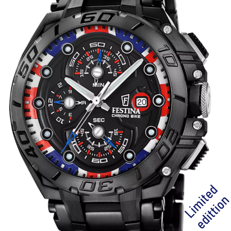 Festina Herenhorloge F20796/1 Chrono Bike Uk Limited Edition 20ATM met saffierglas