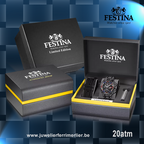 Festina Herenhorloge F20796/1 Chrono Bike Uk Limited Edition 20ATM met saffierglas