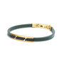  Gemini armband STE05 Stella GREEN:  Groene leren armband met Obsidiaan