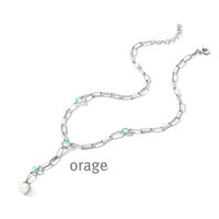 Orage ketting AT297 blauw parel
