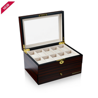 Horlogedoos Auckland voor 20 horloges - bruin/zwart