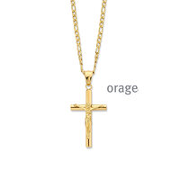 Orage ketting BA342 staal heren goudkleur met kruis