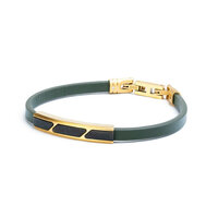  Gemini armband STE05 Stella GREEN:  Groene leren armband met Obsidiaan